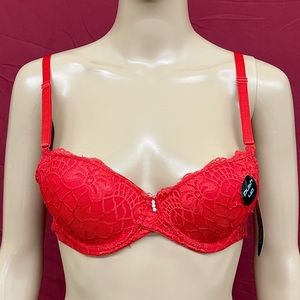 Real Underwear Perfection Red Push Up Bra Size 34B